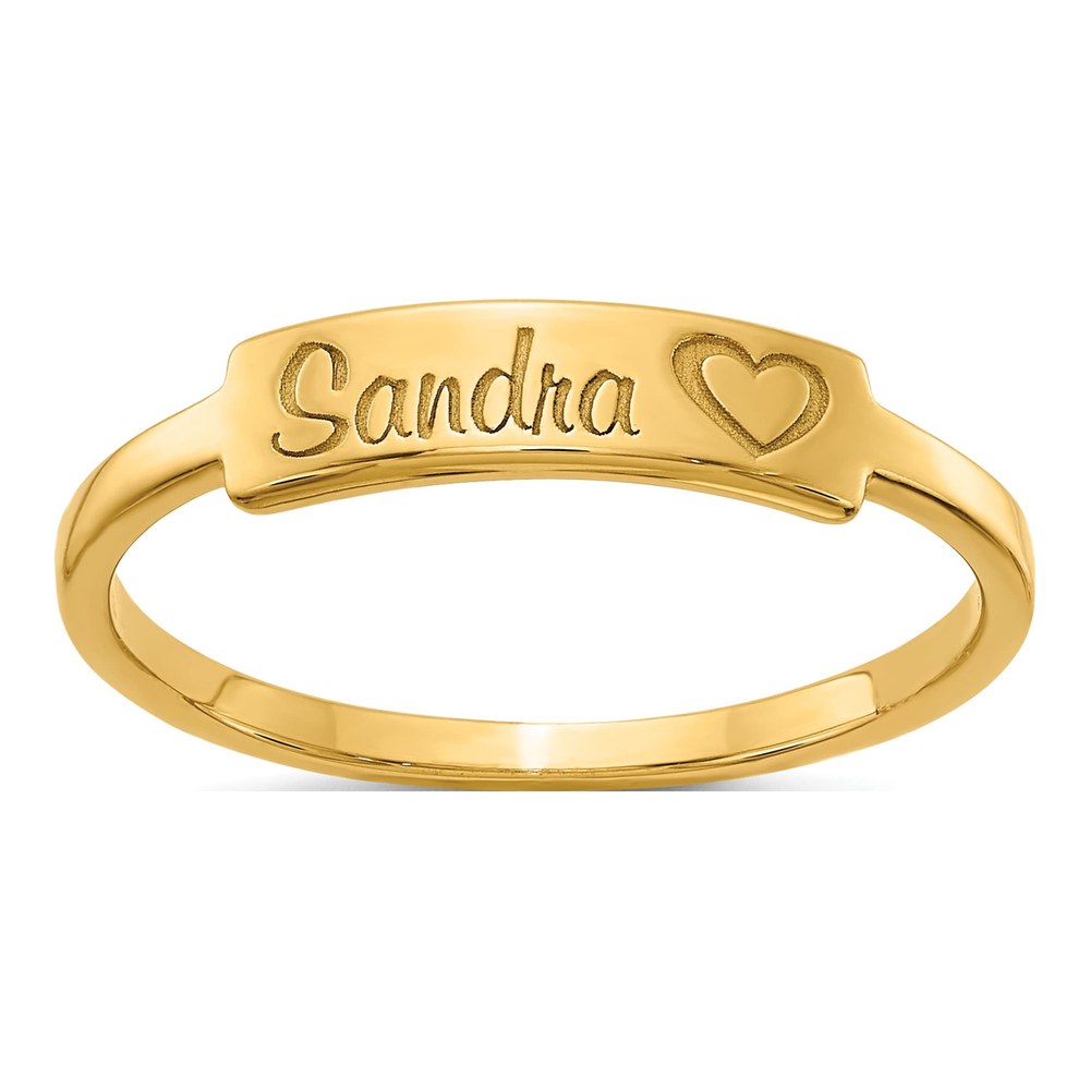Gold-Plated Sterling Silver Personalized Heart Name Bar Ring
