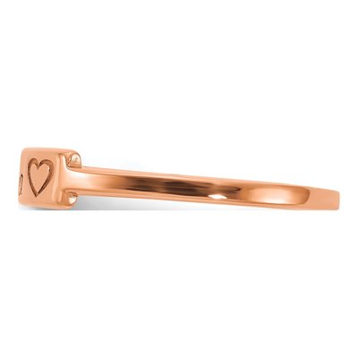 14K Rose Gold Personalized Name Bar Heart Ring – view 3
