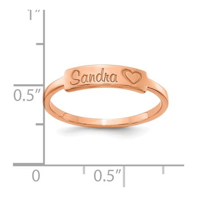 14K Rose Gold Personalized Name Bar Heart Ring – view 5