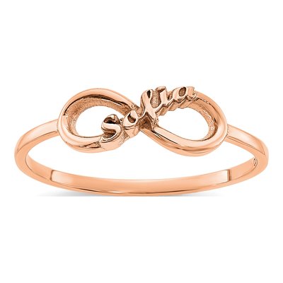 14K Rose Gold Personalized Infinity Name Ring