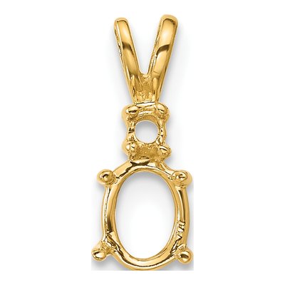14K Yellow Gold Diamond Oval Pendant Mounting
