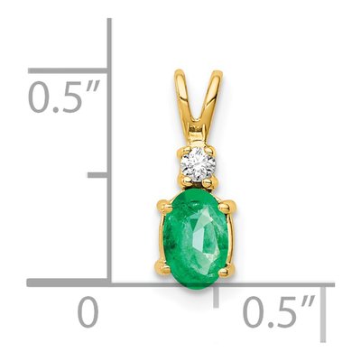 14K Yellow Gold Emerald & Diamond Oval Pendant – view 3