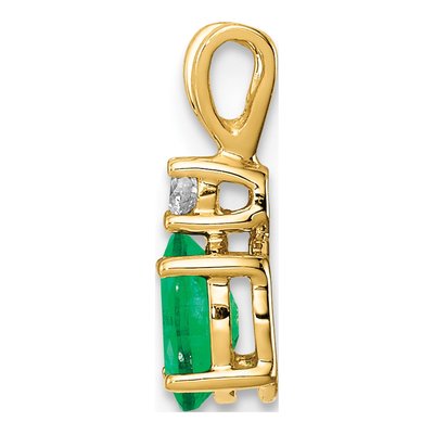 14K Yellow Gold Emerald & Diamond Oval Pendant – view 2