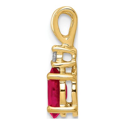 14K Yellow Gold Ruby & Diamond Oval Pendant – view 3
