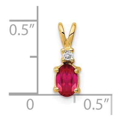 14K Yellow Gold Ruby & Diamond Oval Pendant – view 4