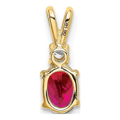 14K Yellow Gold Ruby & Diamond Oval Pendant – view 5
