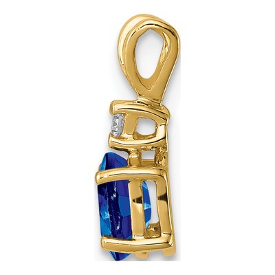 14K Yellow Gold Sapphire & Diamond Oval Pendant – view 2