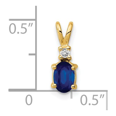 14K Yellow Gold Sapphire & Diamond Oval Pendant – view 3