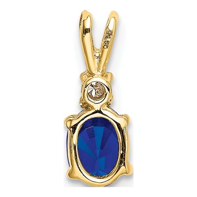 14K Yellow Gold Sapphire & Diamond Oval Pendant – view 4