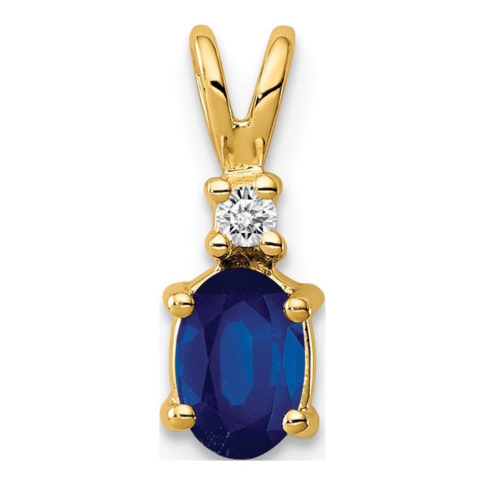 14K 6x4mm Oval 0.65ct Sapphire And Vs Diamond Pendant