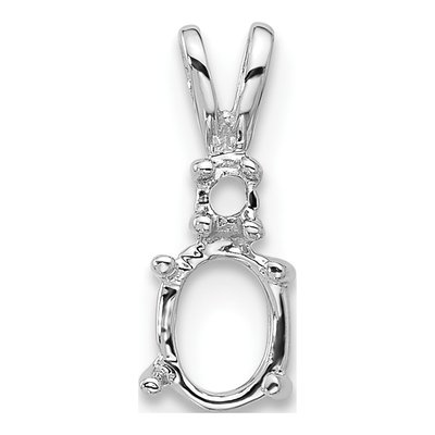 14K White Gold Diamond Oval Pendant Mounting