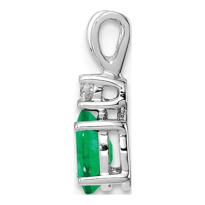 14K White Gold Emerald & Diamond Oval Pendant – view 2