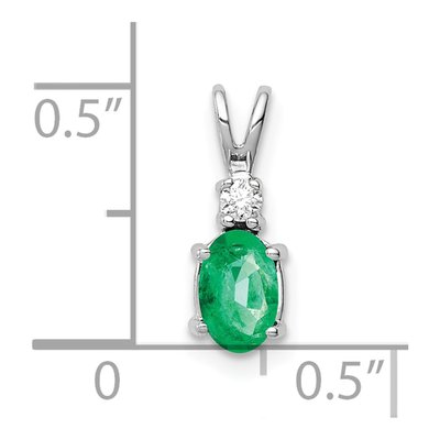14K White Gold Emerald & Diamond Oval Pendant – view 3