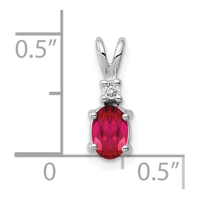 14K White Gold Ruby & Diamond Oval Pendant – view 3