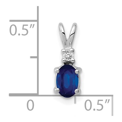 14K White Gold Sapphire & Diamond Oval Pendant – view 3
