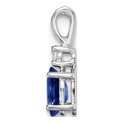 14K White Gold Sapphire & Diamond Oval Pendant – view 2
