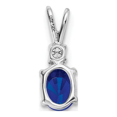 14K White Gold Sapphire & Diamond Oval Pendant – view 4