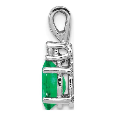 14K White Gold 1/20 ct tw Emerald & Diamond Oval Pendant – view 2