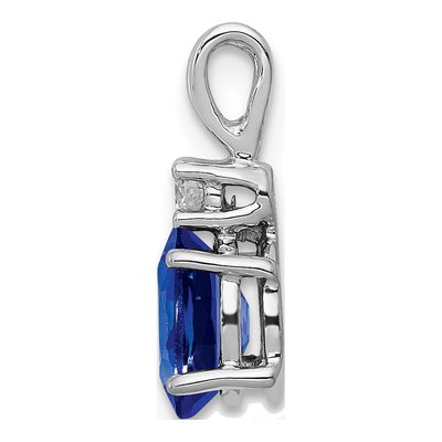 14K White Gold 1/20 ct tw Sapphire & Diamond Oval Pendant – view 2
