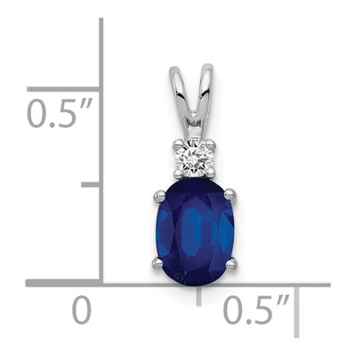 14K White Gold 1/20 ct tw Sapphire & Diamond Oval Pendant – view 3