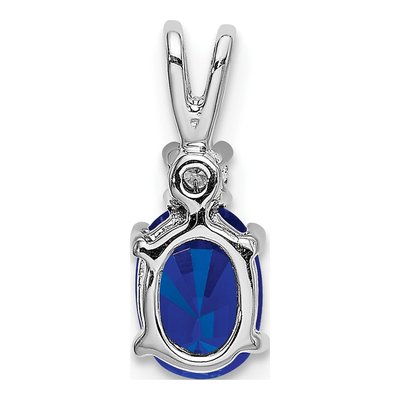 14K White Gold 1/20 ct tw Sapphire & Diamond Oval Pendant – view 4