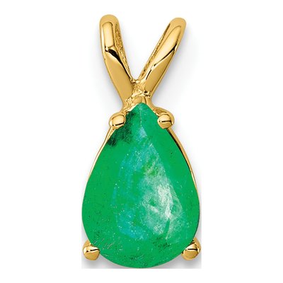 14K Yellow Gold Emerald Pear Pendant