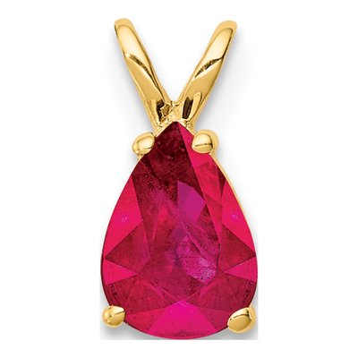 14K Yellow Gold Ruby Pear Pendant