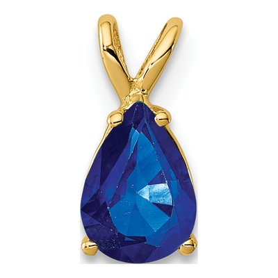 14K Yellow Gold Sapphire Pear Pendant