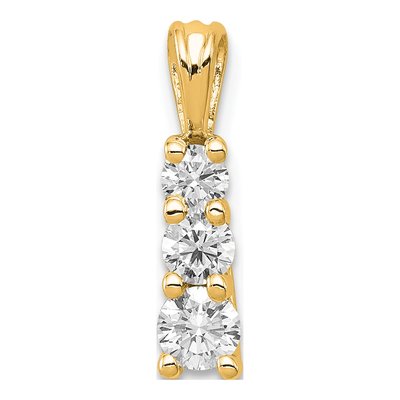14K Yellow Gold 1/2 ct tw Lab-Grown Diamond Three-Stone Pendant