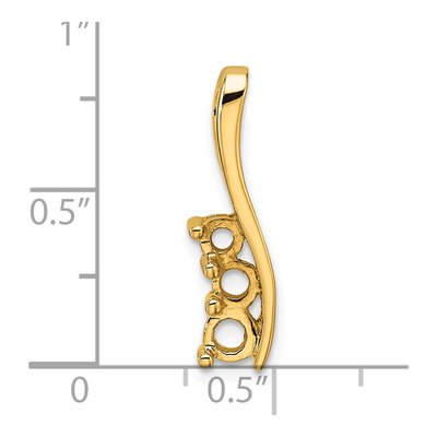 14K Yellow Gold Small Three Curved Bar Pendant Mounting – view 4