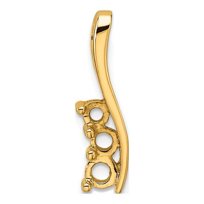 14K Yellow Gold Small Three Curved Bar Pendant Mounting