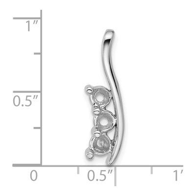 14K White Gold 3-Stone Curved Bar Slide Pendant Mounting – view 3
