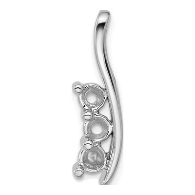 14K White Gold 3-Stone Curved Bar Slide Pendant Mounting