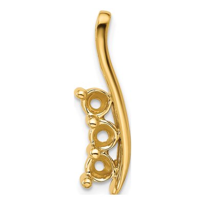14K Yellow Gold Curved Bar Slide Pendant Mounting