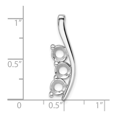 14K White Gold 3-Stone Curved Bar Slide Pendant Mounting – view 4