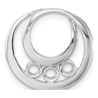 14K White Gold 3-Stone Circle Slide Pendant Mounting