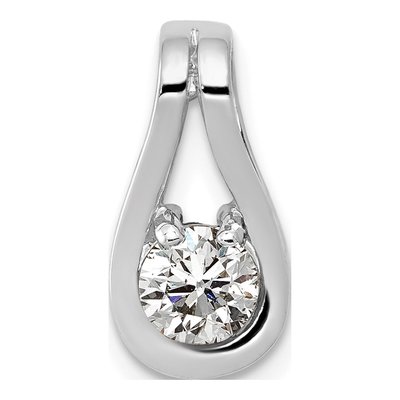 14K White Gold 0.43 ct tw Diamond Teardrop Omega Slide Pendant