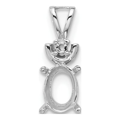 14K White Gold Oval Pendant Mounting