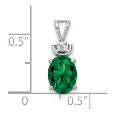14K White Gold Lab-Created Helenite & Diamond Oval Pendant – view 2