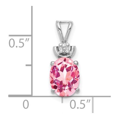 14K White Gold Pink Tourmaline & Diamond Pendant – view 2