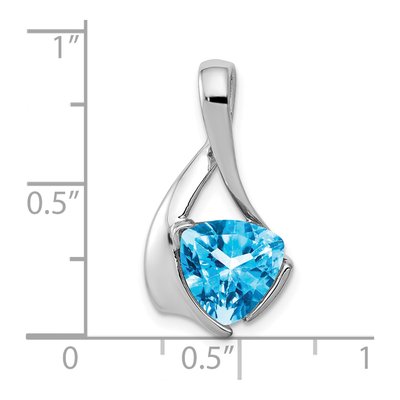 14K White Gold Swiss Blue Topaz Trillion Slide Pendant – view 3