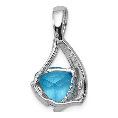 14K White Gold Swiss Blue Topaz Trillion Slide Pendant – view 4