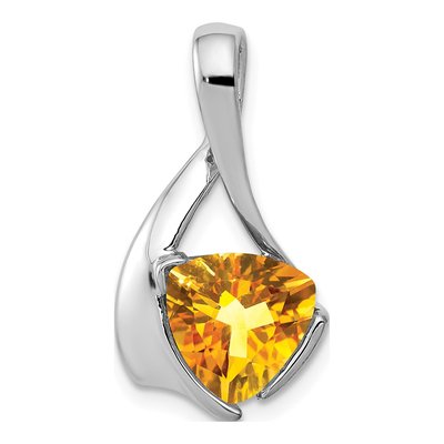 14K White Gold Citrine Trillion Slide Pendant