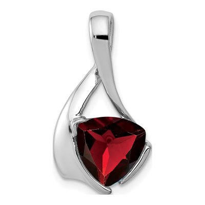 14K White Gold Garnet Trillion Slide Pendant
