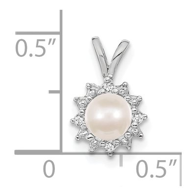 14K White Gold Freshwater Cultured Pearl & Diamond Near Round Pendant – view 2