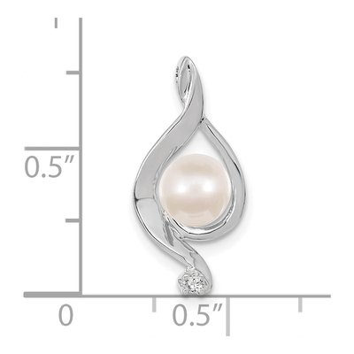 14K White Gold Freshwater Cultured Pearl & Diamond Slide Pendant – view 3