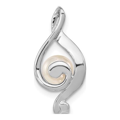 14K White Gold Freshwater Cultured Pearl & Diamond Slide Pendant – view 4