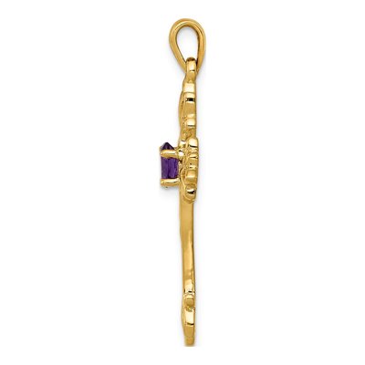 14K Yellow Gold Amethyst Cross Pendant – view 2