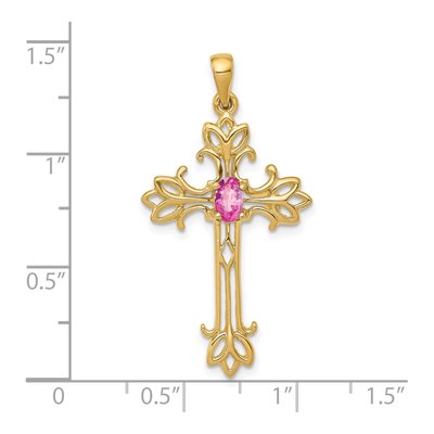14K Yellow Gold Sapphire Cross Pendant – view 2