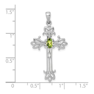 14K White Gold Peridot Cross Pendant – view 2
